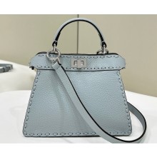 Fendi Peekaboo ISeeU Petite Bag Light Blue Selleria with 306 hand-sewn topstitches 2024