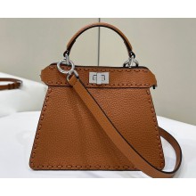 Fendi Peekaboo ISeeU Petite Bag Brown Selleria with 306 hand-sewn topstitches 2024