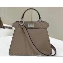Fendi Peekaboo ISeeU Petite Bag Gray Selleria with 306 hand-sewn topstitches 2024