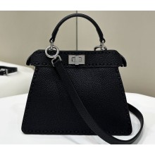 Fendi Peekaboo ISeeU Petite Bag Black Selleria with 306 hand-sewn topstitches 2024