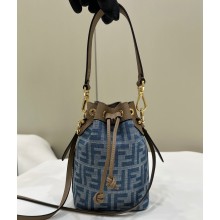 Fendi Mon Tresor mini Bag Light blue FF denim fabric 2024