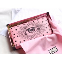 Gucci Eye Print Zip Around Long Wallet 516936 Pink 2018