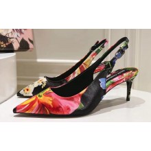 Dolce & Gabbana Heel 6.5cm/9.5cm Gabardine slingbacks in Print Black 2024