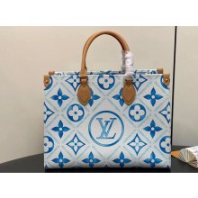 Louis Vuitton Monogram Tiles canvas OnTheGo MM Bag M11262 LV By The Pool Lagoon Blue 2024
