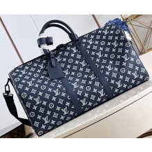 Louis Vuitton Monogram Shadow leather Keepall Bandoulière 50 Bag M24953 Ink Blue 2024