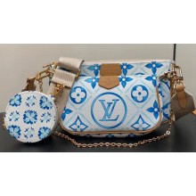 Louis Vuitton Monogram Tiles canvas Multi Pochette Accessoires Bag M25374 LV By The Pool Lagoon Blue 2024
