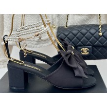 Chanel Heel 6cm Imitation Pearls Sandals G45813 Satin Black 2024