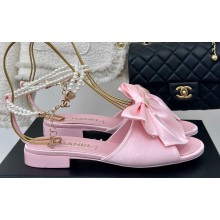 Chanel Heel 1.5cm Imitation Pearls Sandals G45813 Satin Pink 2024