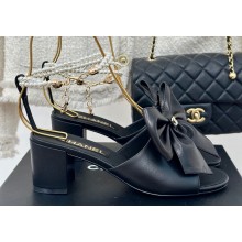 Chanel Heel 6cm Imitation Pearls Sandals G45813 Leather Black 2024