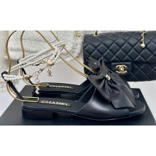 Chanel Heel 1.5cm Imitation Pearls Sandals G45813 Leather Black 2024