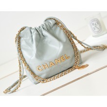 Chanel Shiny Calfskin & Gold-Tone Metal CHANEL 22 Mini Handbag AS3980 Pale Green