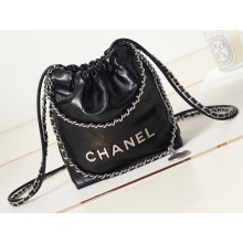 Chanel Shiny Calfskin & Silver-Tone Metal CHANEL 22 Mini Handbag AS3980 Black