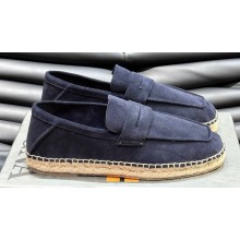 Ermenegildo Zegna Penny suede Men's Loafer espadrilles Blue 2024