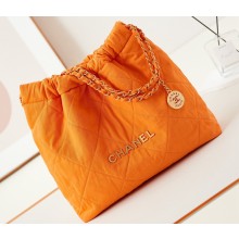 Chanel Canvas & Gold-Tone CHANEL 22 Small Handbag AS3260 Orange 2024