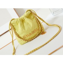 Chanel Canvas & Gold-Tone CHANEL 22 Mini Handbag AS3980 Yellow 2024