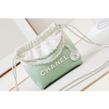 Chanel Patent Gradient Calfskin & Lacquered Metal CHANEL 22 Mini Handbag AS3980 White/Light Green 2024