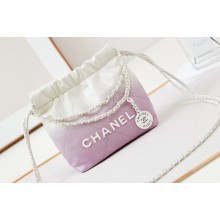 Chanel Patent Gradient Calfskin & Lacquered Metal CHANEL 22 Mini Handbag AS3980 White/Light Purple 2024