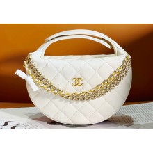 Chanel Grained Shiny Calfskin & Gold-Tone Metal Pouch Bag AP3943 White 2024