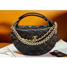 Chanel Grained Shiny Calfskin & Gold-Tone Metal Pouch Bag AP3943 Black 2024