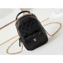 Chanel Grained Calfskin & Gold-Tone Metal Mini Backpack Bag AP3753 Black 2024