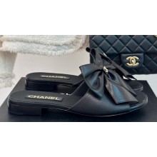 Chanel Heel 1.5cm Bow Mules Leather Black 2024