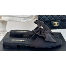 Chanel Heel 1.5cm Bow Mules Satin Black 2024
