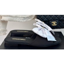 Chanel Heel 1.5cm Bow Mules Satin Black/White 2024