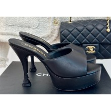 Chanel Heel 9.5cm Platform 3.5cm Mules Leather Black 2024