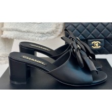Chanel Heel 6cm Bow Mules Leather Black 2024