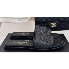 Chanel CC Logo Braided Mules Black 2024