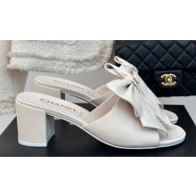 Chanel Heel 6cm Bow Mules Leather White 2024