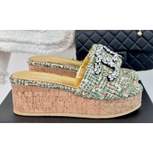 Chanel Crystal CC Logo Platform Mules Tweed 05 2024