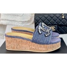 Chanel Crystal CC Logo Platform Mules Denim 02 2024