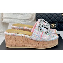 Chanel Crystal CC Logo Platform Mules Tweed 04 2024
