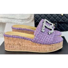 Chanel Crystal CC Logo Platform Mules Tweed 03 2024