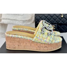 Chanel Crystal CC Logo Platform Mules Tweed 02 2024