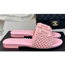Chanel CC Logo Mules Knit Pink 2024