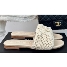 Chanel CC Logo Mules Knit White 2024