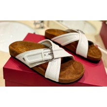 Valentino Fussfriend footbed Women/Men slide sandals in calfskin leather White 2024
