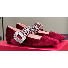 Roger Vivier Strass Buckle Ballerinas Velvet Red 2024