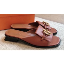 Hermes Heel 2.5cm Isle sandals with iconic Glenan buckle in calfskin Brown 2024