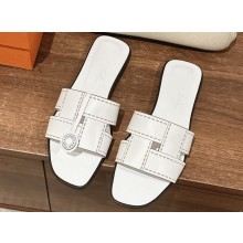 Hermes Idioma sandals with "Mosaique" motif in calfskin White 2024
