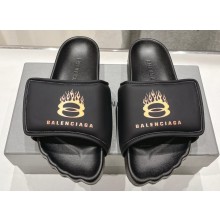 Balenciaga Women/Men Five toe shape Slide Sandals Black/Orange 2024
