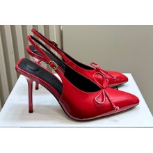 Jacquemus Heel 10cm Les slingbacks Cubisto hautes pumps Glazed Leather Red 2024