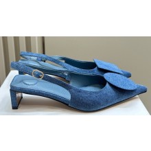 Jacquemus Heel 3.5cm Les slingbacks Duelo basses Circle square pumps Denim Blue 2024