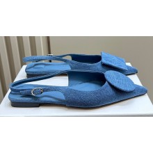 Jacquemus Les slingbacks Duelo plates Circle square flats Denim Blue 2024