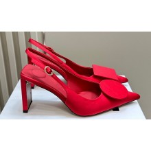 Jacquemus Heel 7.5cm Les slingbacks Duelo hautes Circle square pumps Satin Red 2024