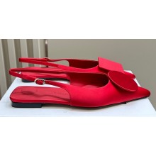 Jacquemus Les slingbacks Duelo plates Circle square flats Satin Red 2024