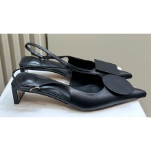 Jacquemus Heel 3.5cm Les slingbacks Duelo basses Circle square pumps Leather Black 2024
