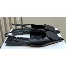 Jacquemus Les slingbacks Duelo plates Circle square flats Leather Black 2024